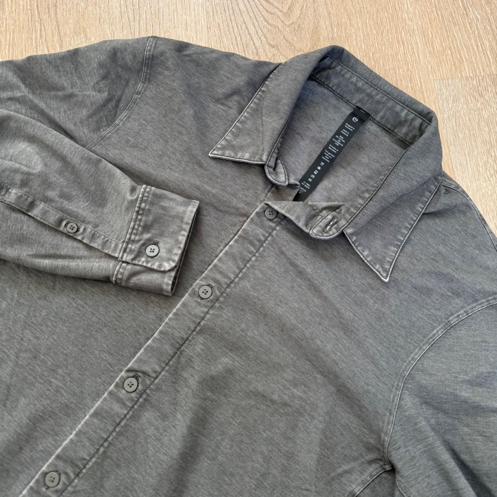Lululemon‎ Commission Button Down Shirt Mens M Grey Long Sleeve Performance